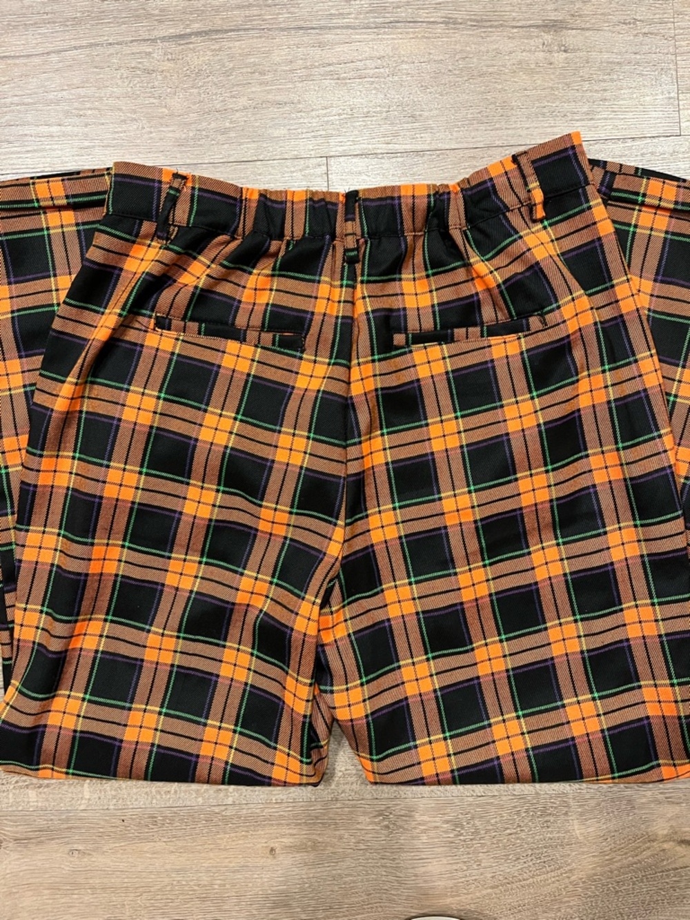 Hot Topic Black & Orange Plaid Trousers Size L - Picture 10 of 10